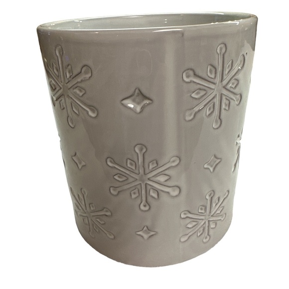 Global Design Connections Impressed Snowflake Ceramic Container Utensils White - Picture 2 of 7